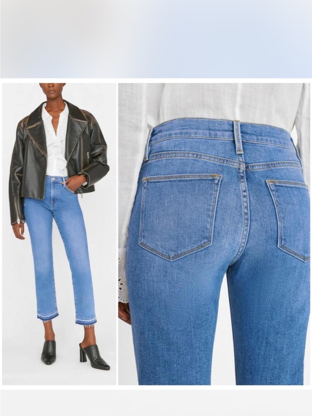 Frame Denim Le High cropped high-rise straight-leg jeans Size 30 - Picture 3 of 10